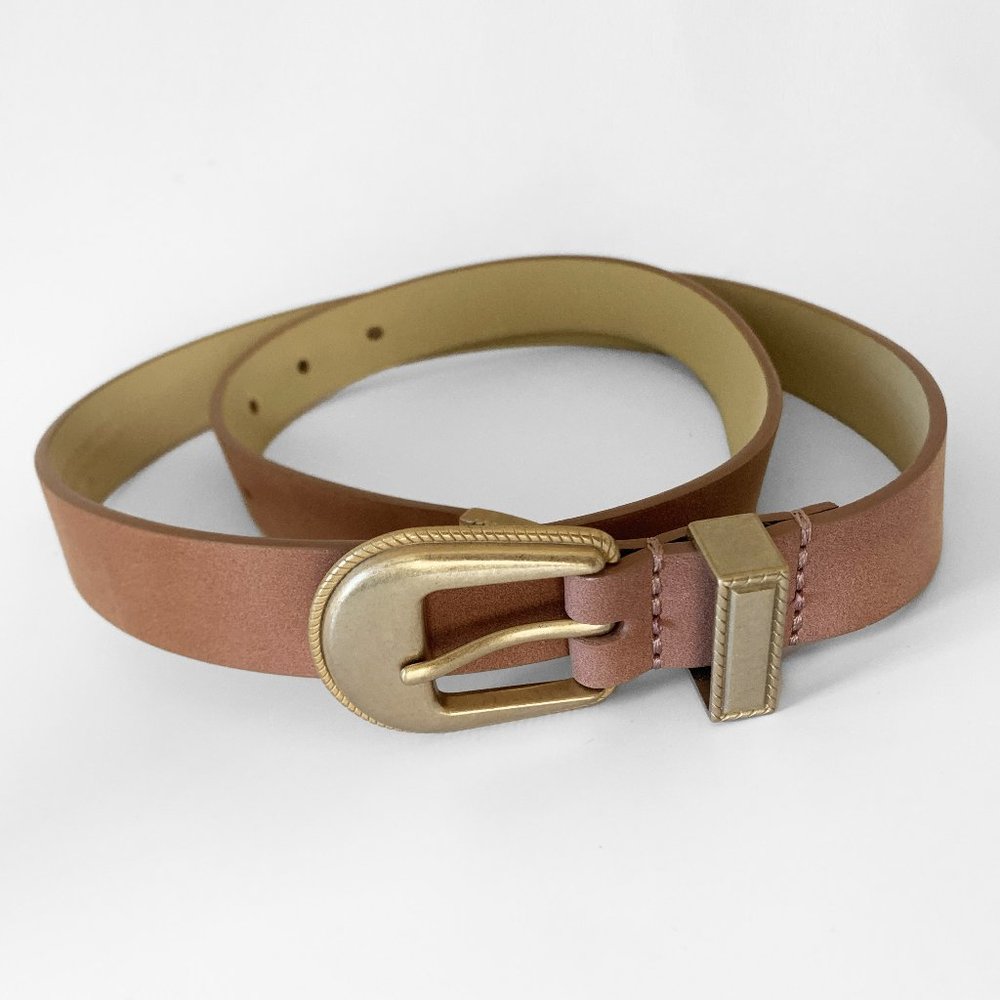 Dusty Rose Faux Suede Belt with Gold Accents